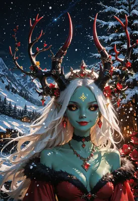 Winter Queen with Floral Antlers