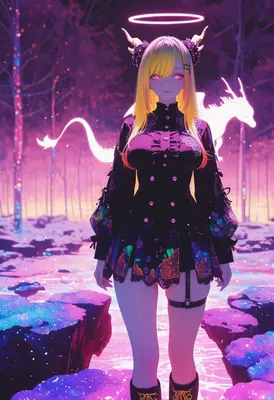 Celestial Dragon Guardian in Neon Forest