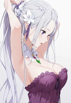 Emilia Adjusting Her Silver Hair