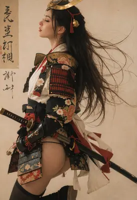 Serene Samurai in Floral Armor