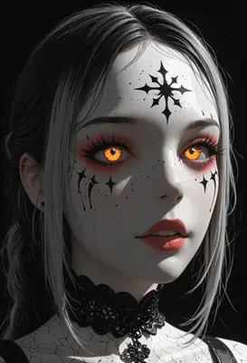Gothic Beauty with Radiant Amber Eyes