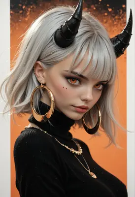 Stunning Demon Girl with Golden Eyes