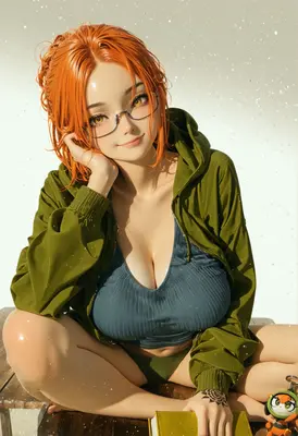 Ginger Girl with Glasses in Rain