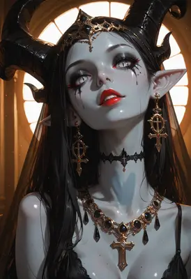 Gothic Succubus Queen in Golden Regalia