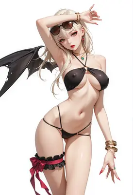 Sultry Succubus in Black Bikini