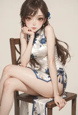 Elegant Young Woman in Floral Qipao