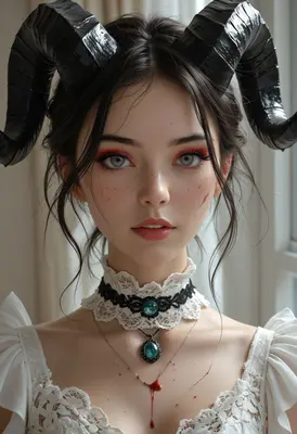 Ethereal Demon Girl with Horns