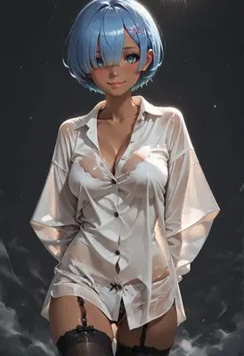 Rem in a Sheer Wet Shirt
