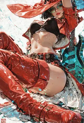 Glossy Rocker with Electric Guitar