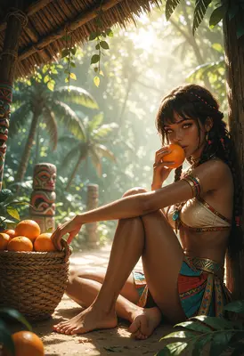 Island Maiden With A Basket Of Oranges