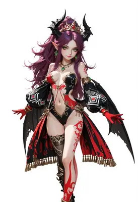 Elegant Demon Queen with Ornate Wings