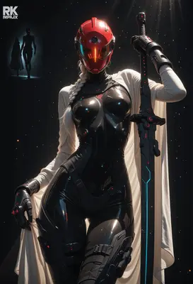 Futuristic Warrior in Black Nano Suit