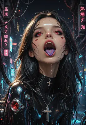 Cyberpunk Siren in Neon Rain