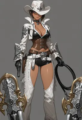 Stylish Cowgirl Gunslinger with Heavy Weapons
