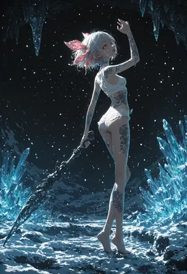 Tattooed Warrior in Crystal Cavern