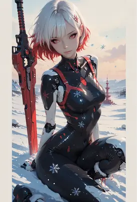 Cyborg Warrior in the Frozen Wasteland