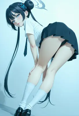 Anime Schoolgirl with Butterfly Hair Accessory