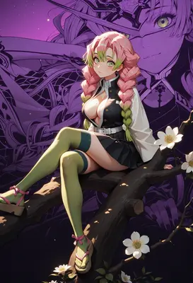 Mitsuri Kanroji Resting on a Branch