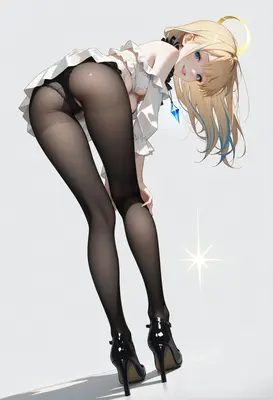 Blonde Angel in Sheer Black Tights