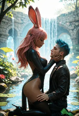 Romantic Encounter at the Enchanted Waterfall