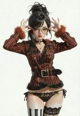 Stylish Girl in Striped Jacket