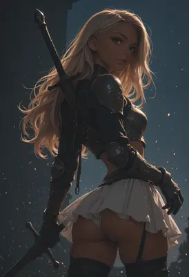 Blonde Warrior in Dark Armor