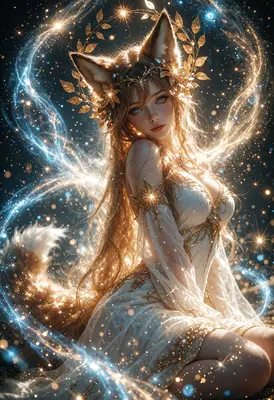 Celestial Kitsune in Golden Radiance