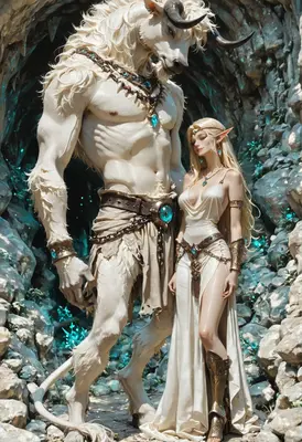 Minotaur Guardian and the Elven Princess