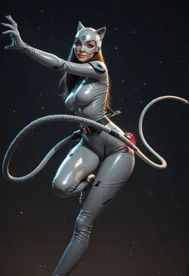Futuristic Cybernetic Feline Heroine
