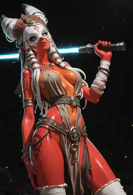 Red Alien Warrior with Energy Blade
