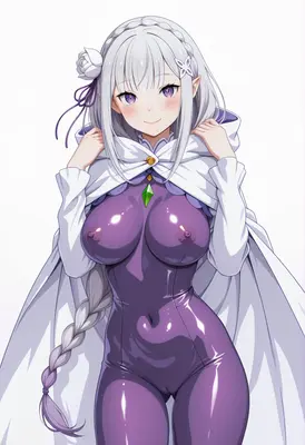 Emilia in a Purple Latex Bodysuit