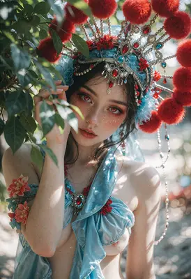 Ethereal Maiden in Ornate Headdress