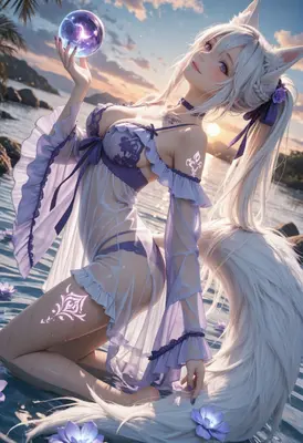 Celestial Kitsune at Sunset Shore