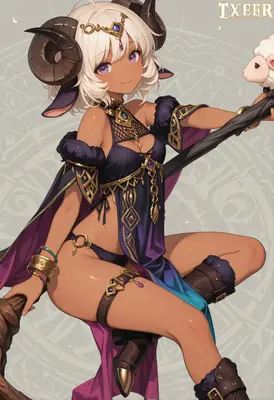 Dark Skinned Ram Girl Shepherdess
