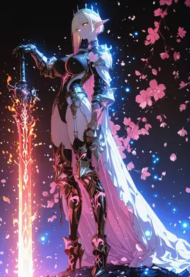 Elf Knight with Flaming Blade