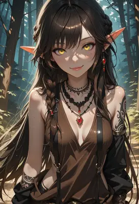 Elf Maiden in the Sunlit Forest