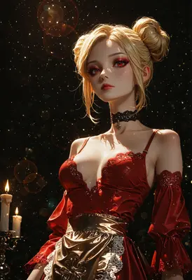 Ethereal Blonde in Crimson Lace