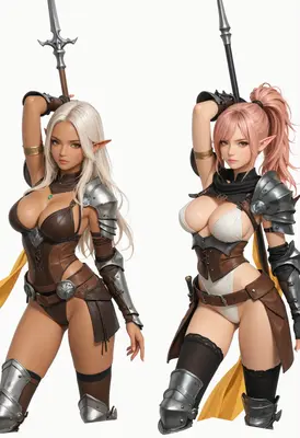 Dual Elven Warriors in Battle Armor