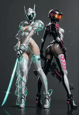 Dual Cybernetic Warriors in High Tech Armor