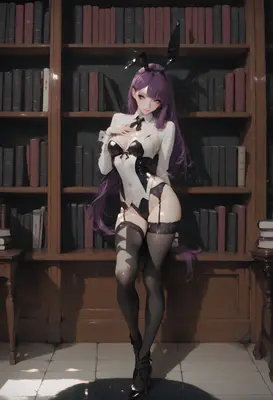 Purple Haired Bunny Girl Librarian
