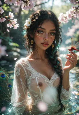 Ethereal Sprite Amidst Cherry Blossoms