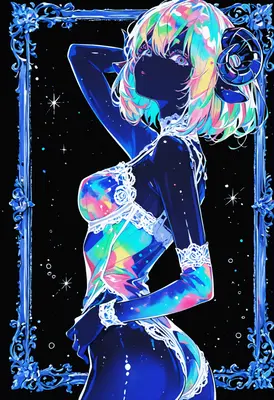 Iridescent Cosmic Ram Girl Portrait