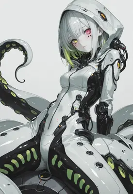 Cybernetic Octopod Girl in Techwear