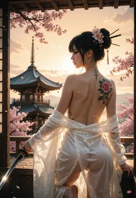 Samurai Maiden at the Sunset Shrine