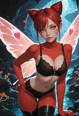 Red Fairy in Enchanted Grotto