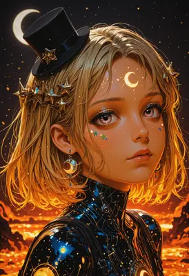 Celestial Dreamer in Starlit Night