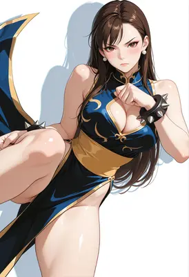 Fierce Fighter in Blue Qipao