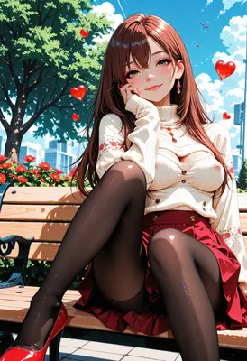 Beautiful Girl Resting on Park Bench