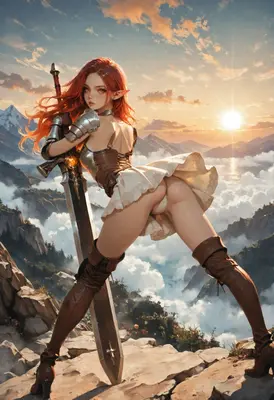 Elf Warrior at Sunset Peak