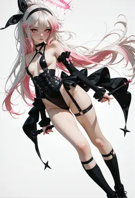 Gothic Magical Girl in Black Latex